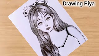 Cute girl drawing - Beautiful girl drawing for beginners - pencil sketch @FarjanaDrawingAcademy