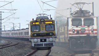 Dangerous Honking Wap5 Howrah Intercity Express \u0026 Katwa Howrah Local Train Skipping Huge Curve