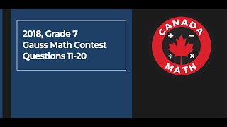 2018, Grade 7, Gauss Math Contest | Questions 11-20