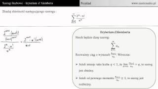 Kryterium d'Alemberta zbieżności szeregu - przykład