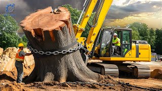 Extreme Dangerous Fastest Big Chainsaw Cutting Tree Machines #55 | Monster Stump Removal Excavator