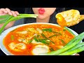 ASMR SPICY NOODLES, RAW GREEN ONIONS & SOFT BOILED EGG | EATING SOUNDS | MUKBANG | ASMR Phan