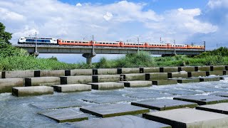 臺鐵 R200型柴電機車頭 拉莒光號客車試運轉 2023/07/21 8784次 頭前溪通過.