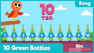 Ten Green Bottles Hanging On The Wall Song | Nursery Rhyme | Learn counting | By BimBob Animation