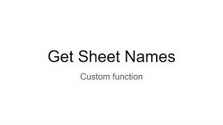 Custom Functions - Get Sheet Names