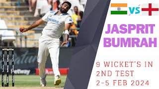 INDIA VS ENGLAND // 2ND TEST // BUMRAH'S 9 WICKETS AGAINST ENGLAND // MUST WATCH .// 2-5feb 2024.