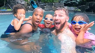 Swimming in the Rain in our New Swimming Pool!!