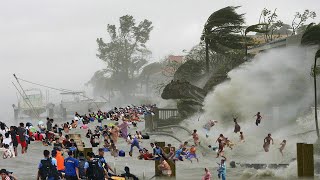 Huge tsunami-sized waves crash the coast of Sicily, Italy