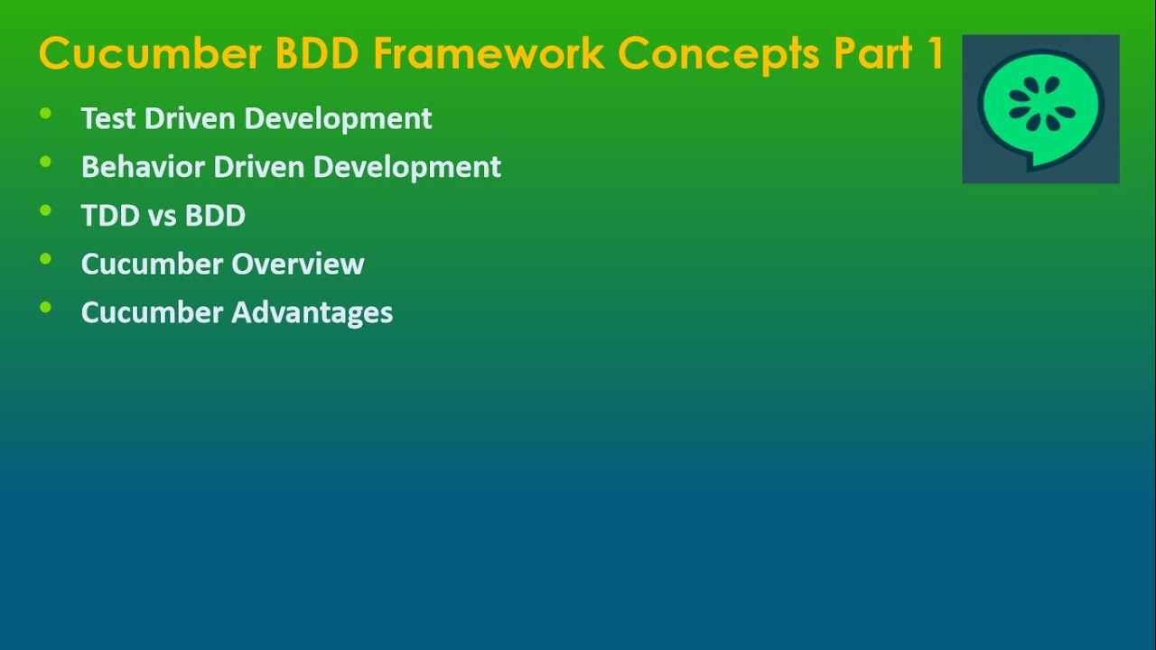 Part 1 - Cucumber BDD Framework Concepts - YouTube