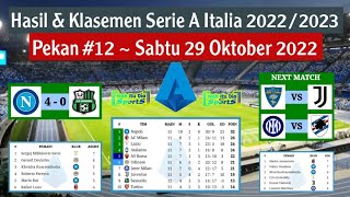 Hasil Liga Italia Tadi Malam: Napoli vs Sassuolo | Klasemen Serie A Italia 2022/2023 Pekan 12