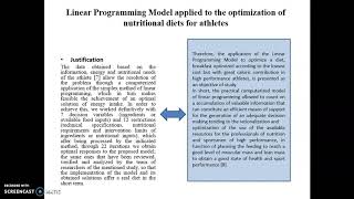 Paper: Linear Programming Model applied to the optimization of nutritional diets for athletes