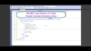 VB.NET programming create function dynamic array for Excel with Add-in A-Tools