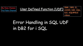 Error Handling in SQL UDF in DB2 for i SQL