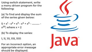 Menu driven series program in Java