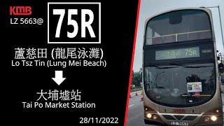 [有片睇啦！]  九巴 KMB 75R 蘆慈田(龍尾泳灘) 至 大埔墟站 縮時行車片段