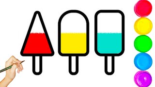 Draw 3 Ice Creams for Kids and Learn Colors / Dibuja 3 helados para niños y aprende los colores