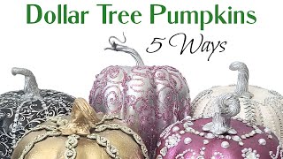 5 high end pumpkin decor ideas for dollar tree foam pumpkins.