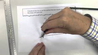 Loci of all points that are equal distance from the lines OP and OQ