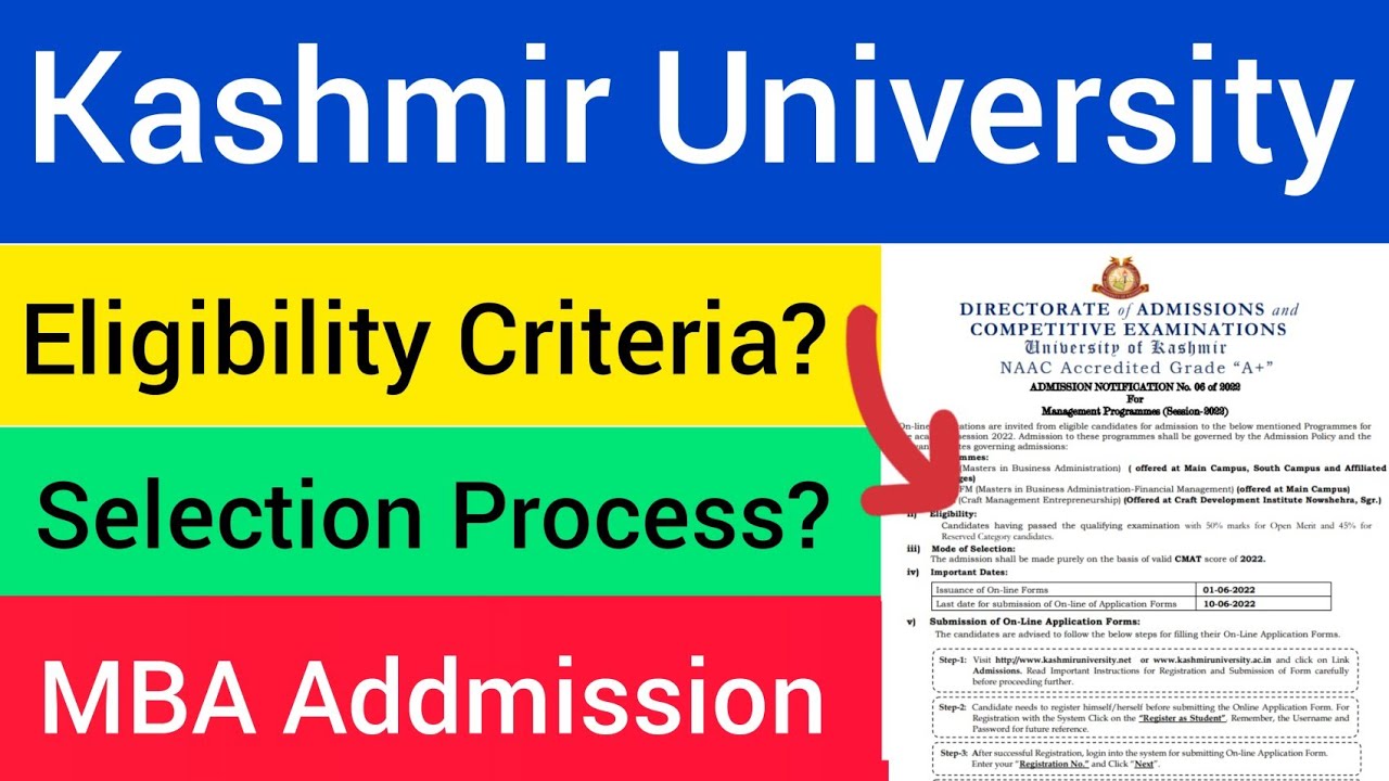 Kashmir University MBA Addmission Notification || Eligibility, Fee ...