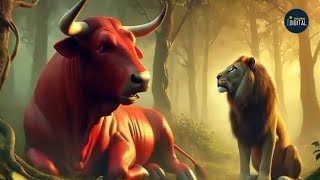 भूखा शेर 🐆 और दो बैलों 🦬🦬 की कहानी #animals #shorts #facts #story #cartoon #bull #funny #views #new