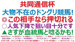 共同通信杯2025予想　大物不在のドングリ競馬！◎この相手なら押し切れる。○人気下降で狙い目十分。▲さすが血統馬と唸るかも！