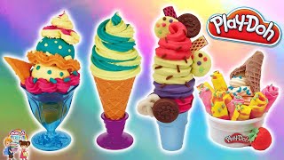 Play Doh Rainbow Swirl, Ice Cream Sandwich, Donut & More Desserts! Unboxing Playdoh Surprise
