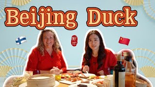 Enjoying Authentic Beijing-style Roast Duck With My Finnish Friend!!🥢 Her favorite part is... 🦆🤯