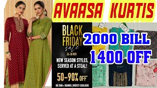 ajio offers today #avaasa kurtis 1400 of on 2000 delivery charge free #ajiooffer #avasakurtis #ajio