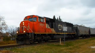 Canadian National 5641 crossing Rockman St southbound in Winnipeg, Manitoba.