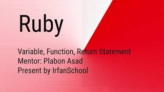 Learn Ruby - Variable, Function and Return Statement