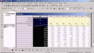 OriginLab® Origin: Direkte Umwandlung eines Worksheets in eine Matrix