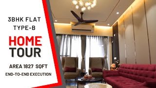 1827 sq ft 3bhk Flat Type-B Lavish Interior End to End Execution in Cleo County, Sector 121, Noida