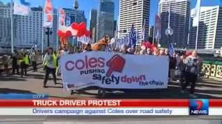 CH7 Sydney Truck Drivers Protest against Coles