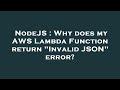 NodeJS : Why does my AWS Lambda Function return 