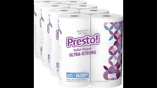 Amazon Brand - Presto! 308-Sheet Mega Roll Toilet Paper, Ultra-Strong, 6 count (pack of 4),