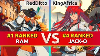 GGST ▰ RedDitto (#1 Ranked Ramlethal) vs KingAfrica4 (#4 Ranked Jack-O). High Level Gameplay