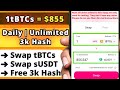 Claim Unlimited 3k Hash by Swapping tBTCs with sUSDT - BTCs Satoshi Testnet - CORE Mining