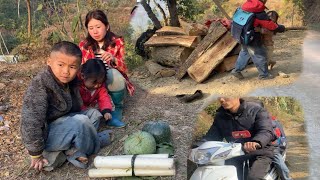 Today Thao, Quang and their mother went to the forest to find fruit and cut bananas to sell