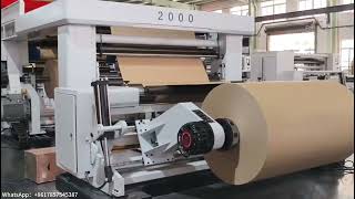 HFQL-2000 slitter rewinder with delsa pneumatic knife slitting 120g kraft paper speed is 410m/min