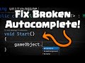 Fix Visual Studio Autocomplete/Intellisense in Unity - (2022, 2019, 2017)