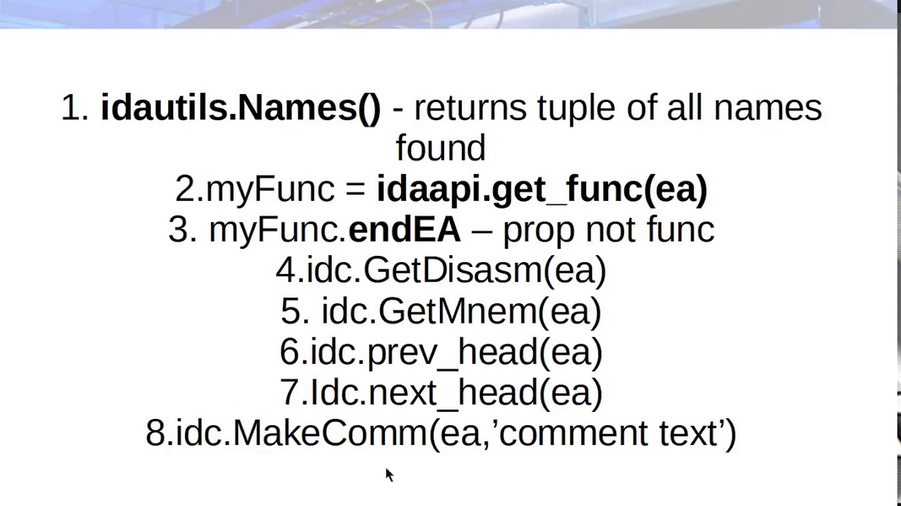 Idapython Tutorial With Example Script Youtube