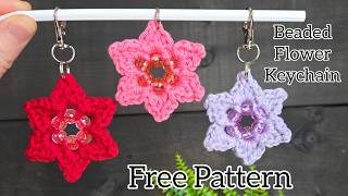 Beaded Flower Keychain : Free Crochet Pattern