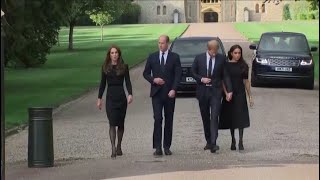 Harry and Meghan join William and Kate to pay tribute to Queen