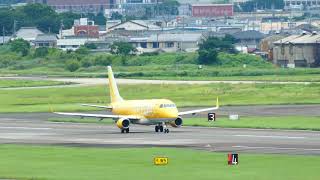 RWY16から名古屋空港を離陸するFDA機 イエロー JA07FJ FDA airplane to take off Nagoya Airport 2019.7.21