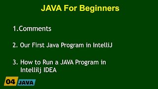 Our First Java Program | Comments in Java | Running Java Program in IntelliJ
