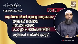 സ്വപ്നങ്ങൾക്ക് വ്യാഖ്യാനമുണ്ടോ? Surath Yusuf 6-10 | ഖുർആൻ തഫ്സീർ ക്ലാസ്സ് | Sirajul Islam Balussery