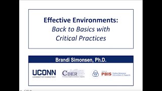 Creating Effective Environments: Back to Basics with Critical Practices