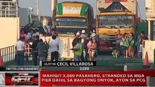 QRT: Mahigit 3,000 pasahero, stranded sa mga pier dahil sa Bagyong Onyok, ayon sa PCG