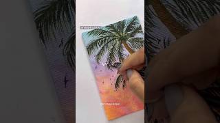 Subscribe if you like this video💓 Sunset Landscape Acrylic Painting on Canvas Drawing #art