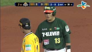 20130706 CPBL 獅 V.S 象 3上 陳鏞基本季第8次盜壘成功